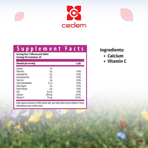 Calcium and vitamin C blend to support bone strength and skin health in VitaCed Beauty by Cedem