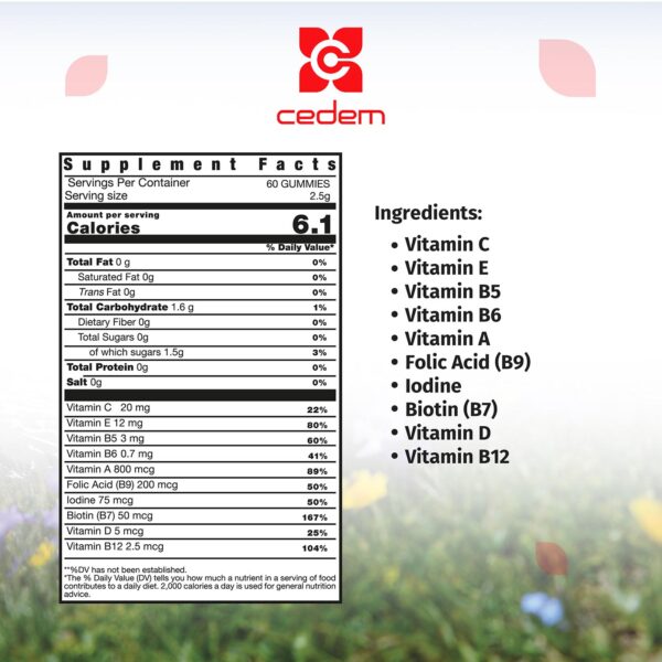 Vitamin C, E, B-complex, D3, and essential nutrients blend for children’s growth and well-being in VITAKIDS Go by Cedem