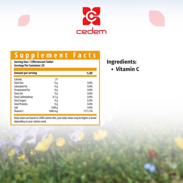 High-strength vitamin C for immune support and antioxidant protection in VitaCed Vitamin C by Cedem