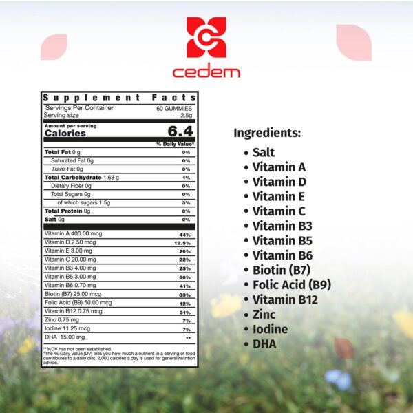 DHA, vitamins, and minerals blend to support brain development and function in VITAKIDS Smart by Cedem